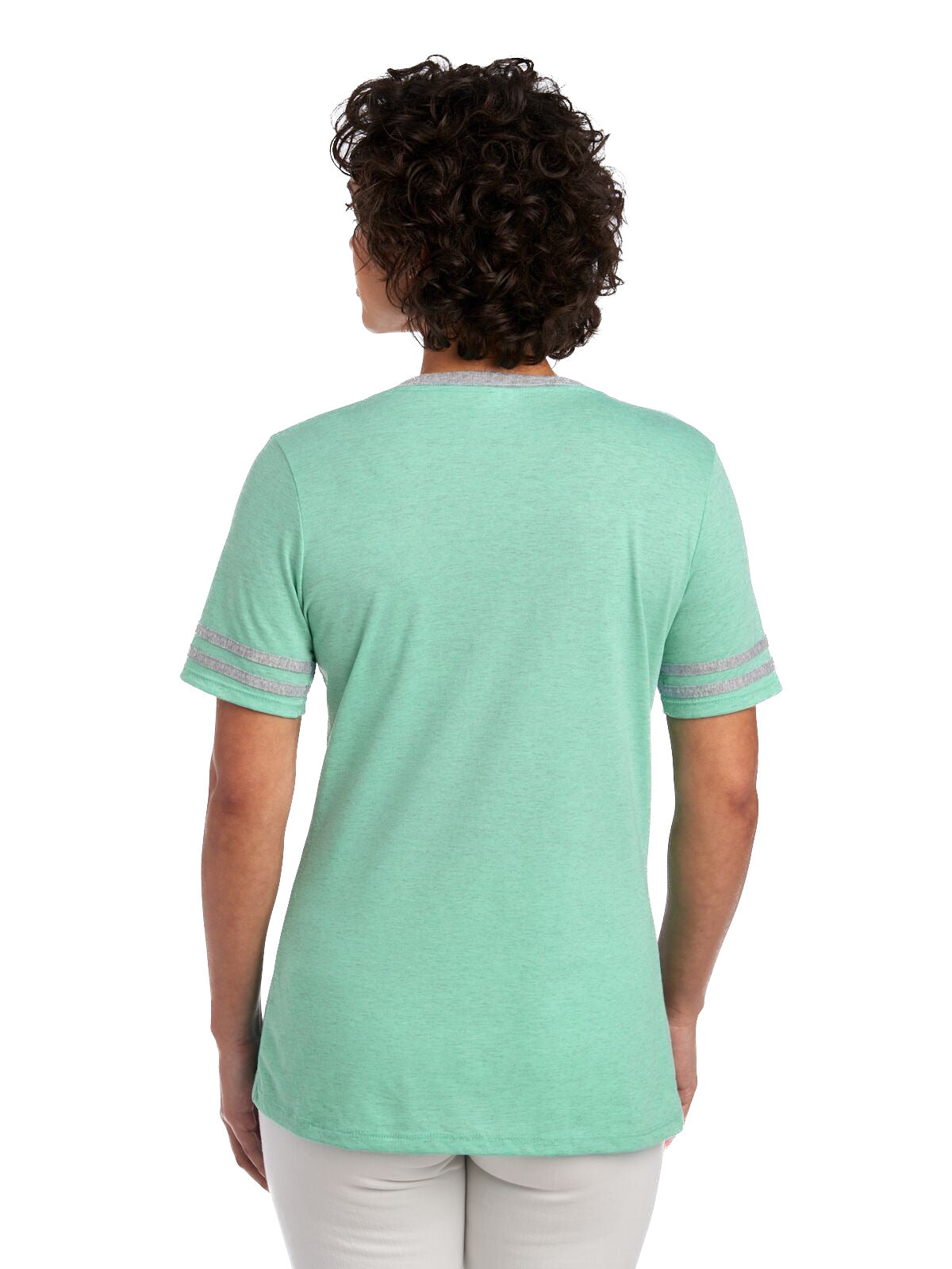 Women's TRI-BLEND Varsity V-Neck T-Shirt - Mint Heather / Oxford