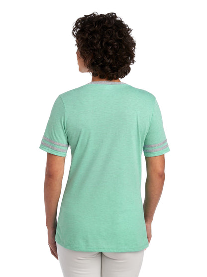 Women's TRI-BLEND Varsity V-Neck T-Shirt - Mint Heather / Oxford