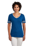 Women's TRI-BLEND Varsity V-Neck T-Shirt - True Blue Heather / Oxford