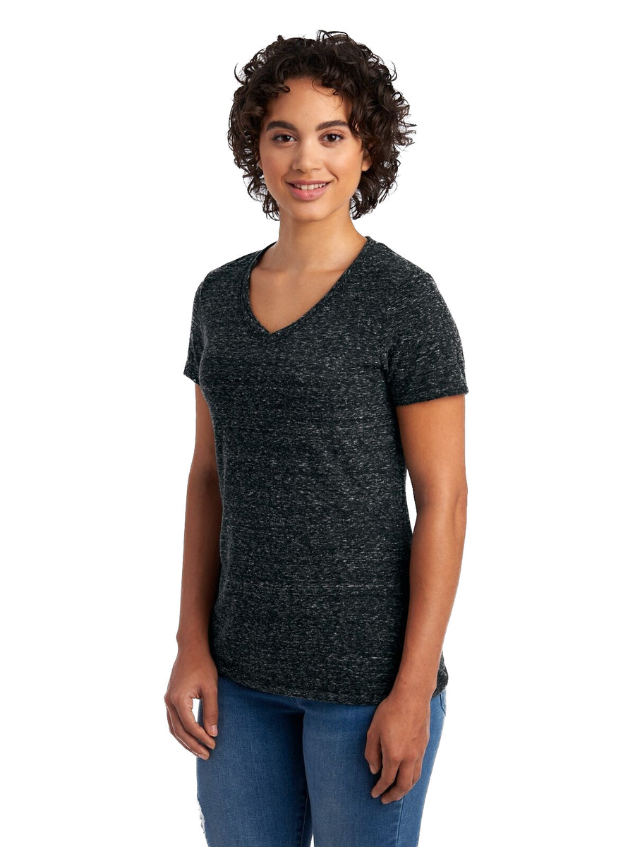 Women's Snow Heather Jersey V-Neck - Black Ink
