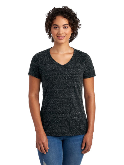 Women's Snow Heather Jersey V-Neck - Black Ink