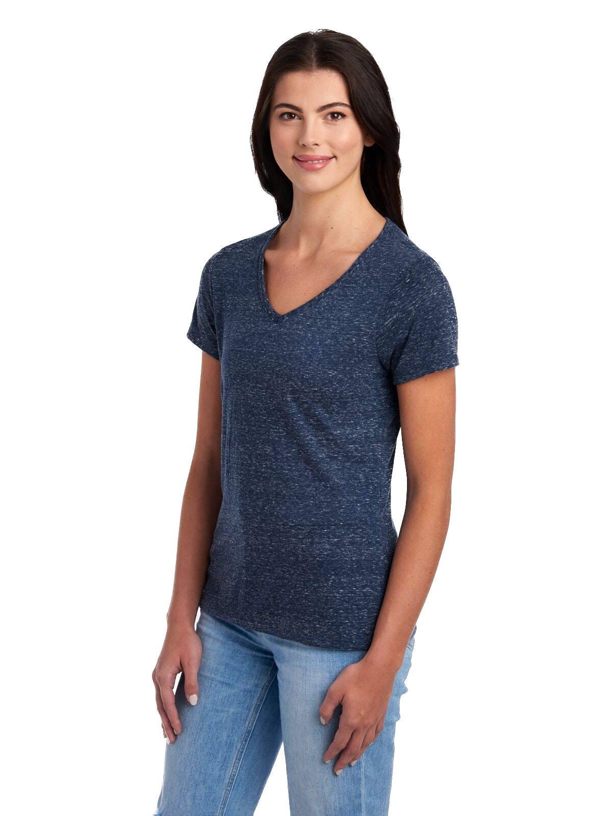 Women's Snow Heather Jersey V-Neck - Navy