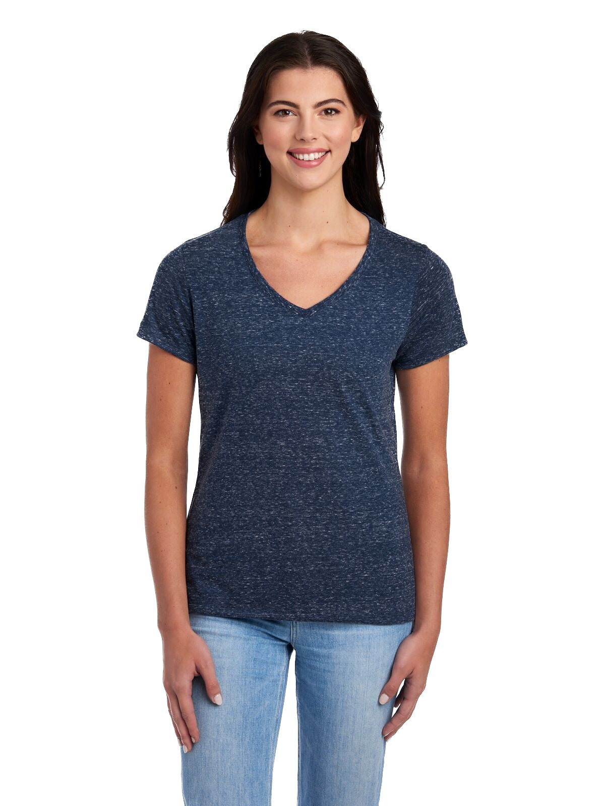 Women's Snow Heather Jersey V-Neck - Navy