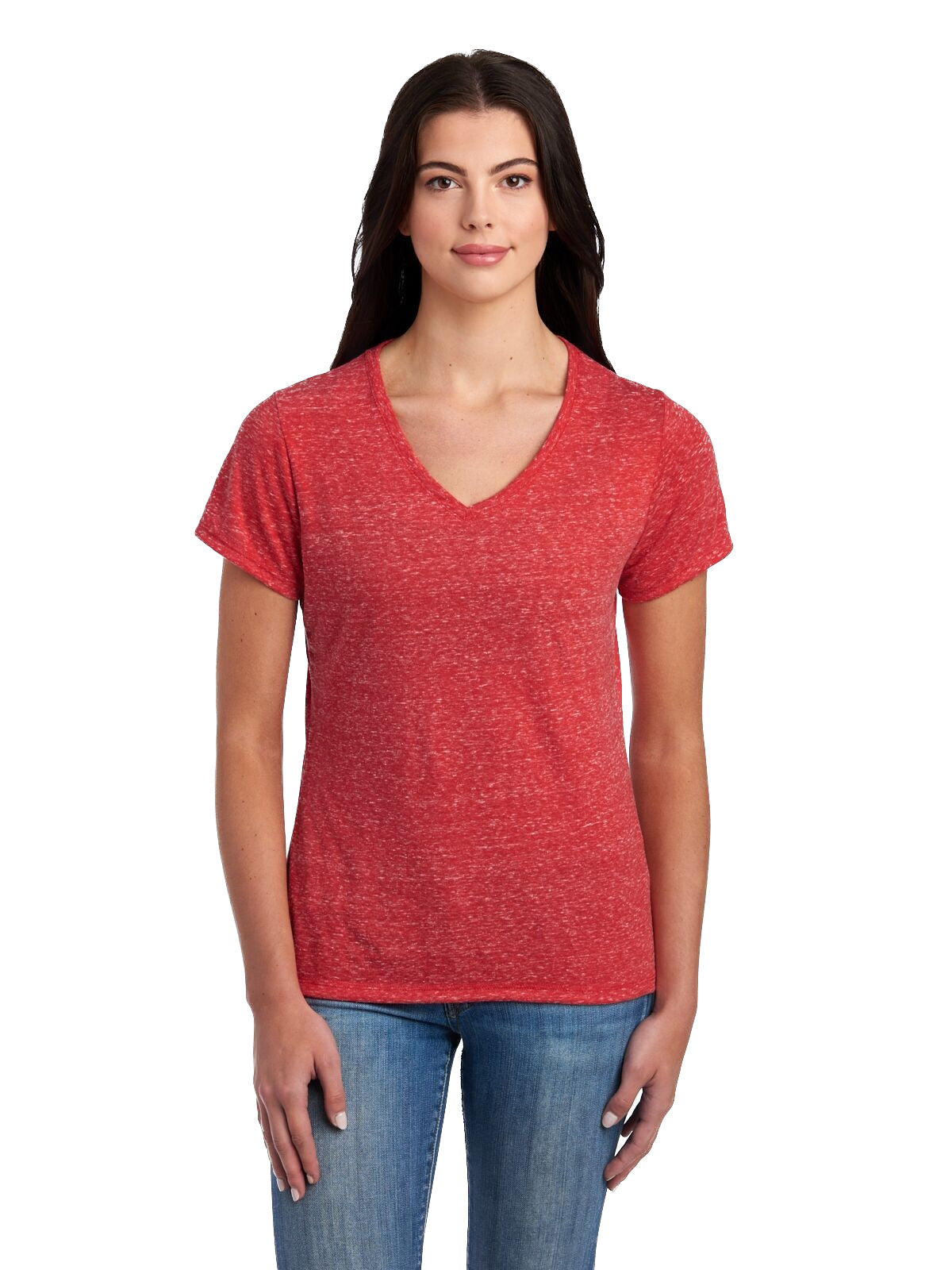 Women's Snow Heather Jersey V-Neck - Red