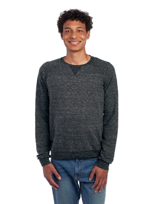 Unisex Snow Heather French Terry Crewneck Sweatshirt - Black Ink