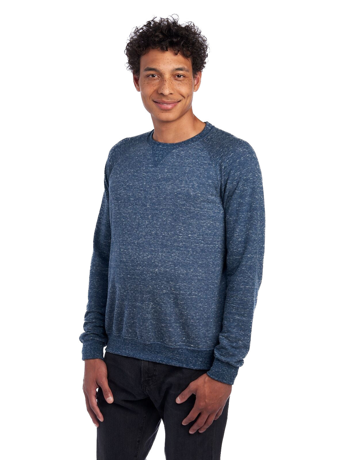 Unisex Snow Heather French Terry Crewneck Sweatshirt - Navy