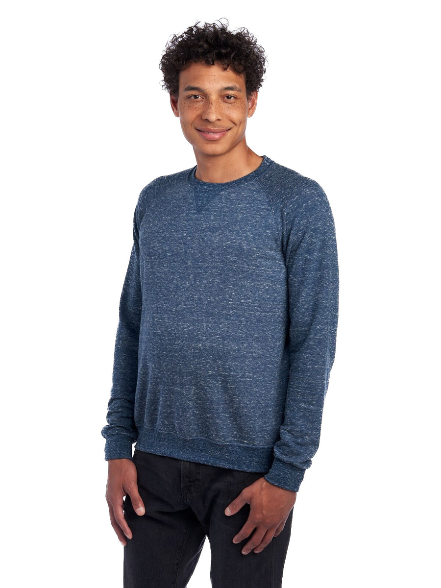 Unisex Snow Heather French Terry Crewneck Sweatshirt - Navy