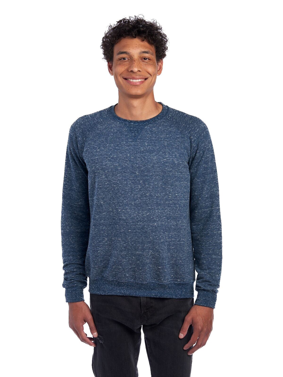 Unisex Snow Heather French Terry Crewneck Sweatshirt - Navy