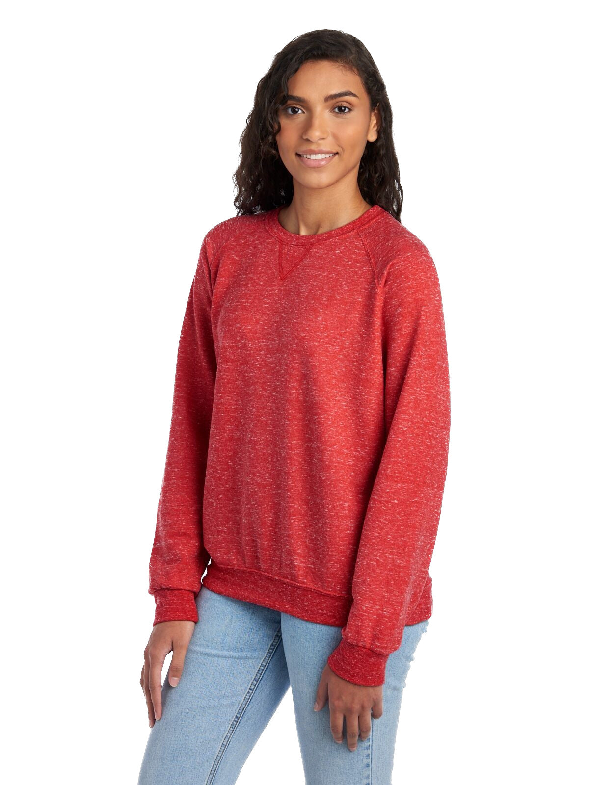 Unisex Snow Heather French Terry Crewneck Sweatshirt - Red