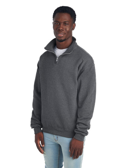 Unisex NuBlend® Quarter-Zip Cadet Collar Sweatshirt - Black Heather