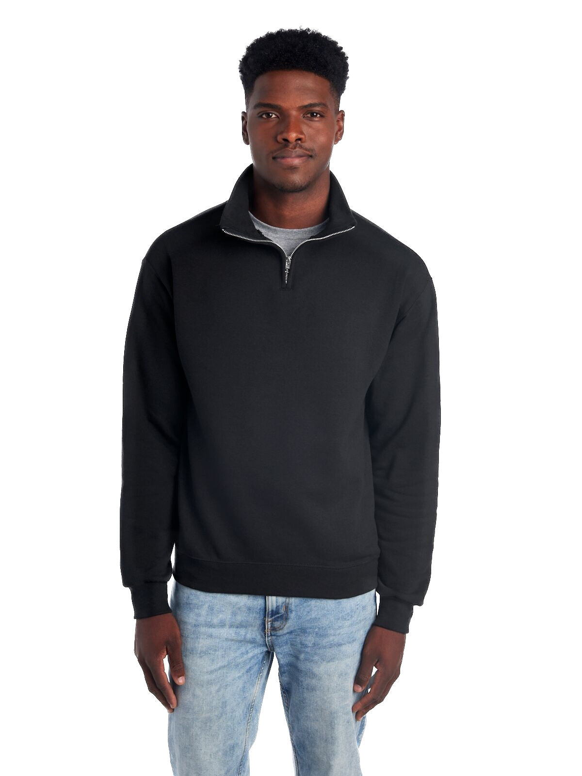 Unisex NuBlend® Quarter-Zip Cadet Collar Sweatshirt - Black