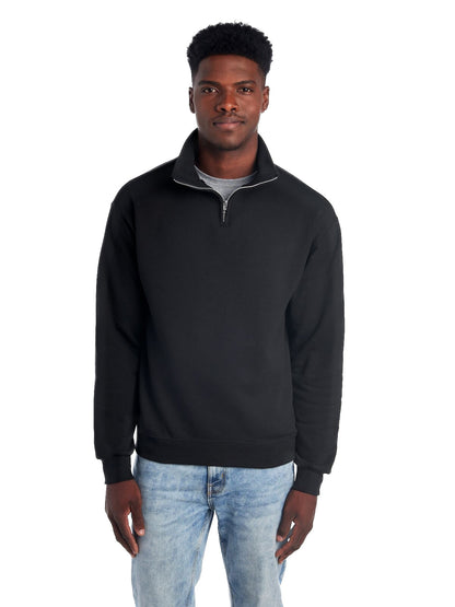 Unisex NuBlend® Quarter-Zip Cadet Collar Sweatshirt - Black