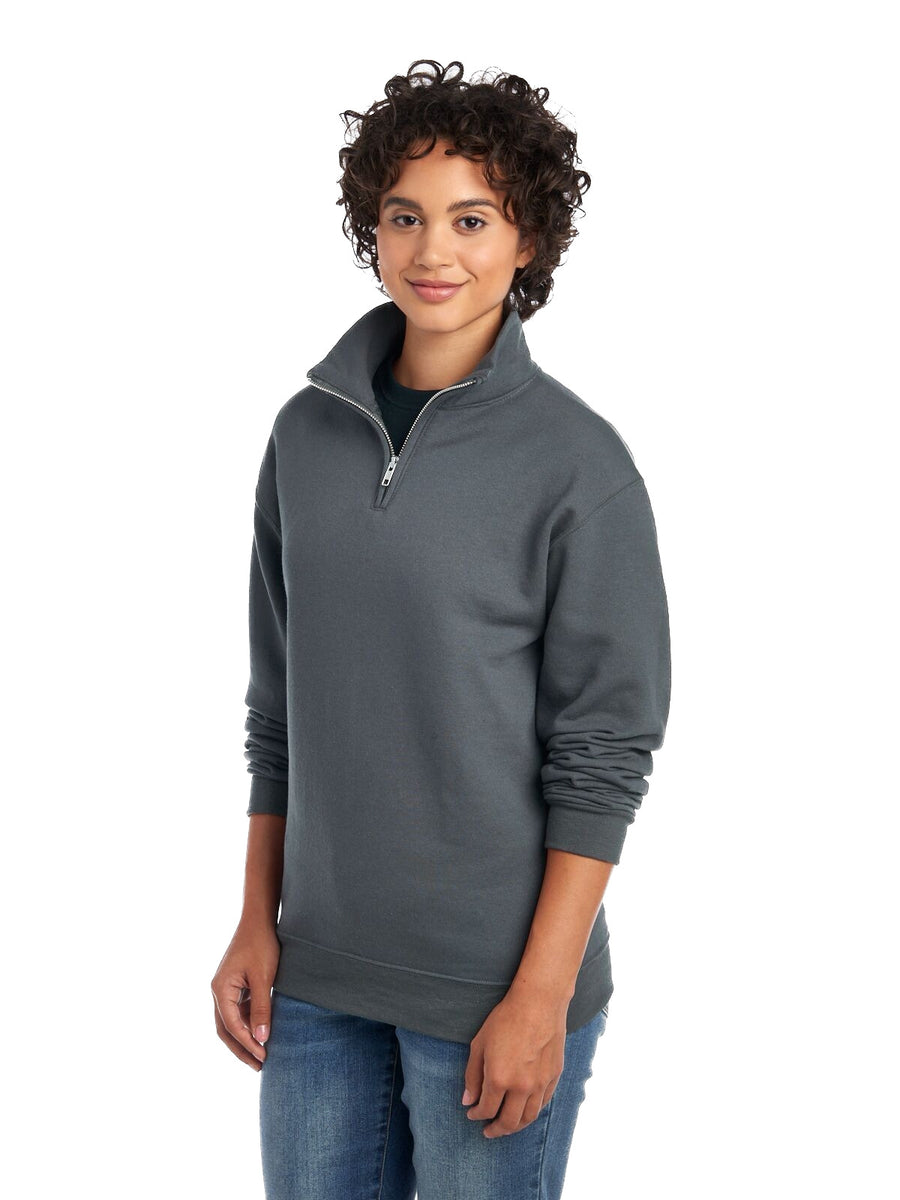 Unisex NuBlend® Quarter-Zip Cadet Collar Sweatshirt - Charcoal Gray