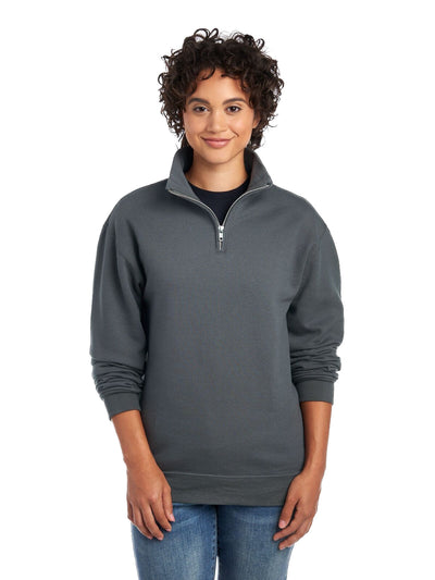 Unisex NuBlend® Quarter-Zip Cadet Collar Sweatshirt - Charcoal Gray
