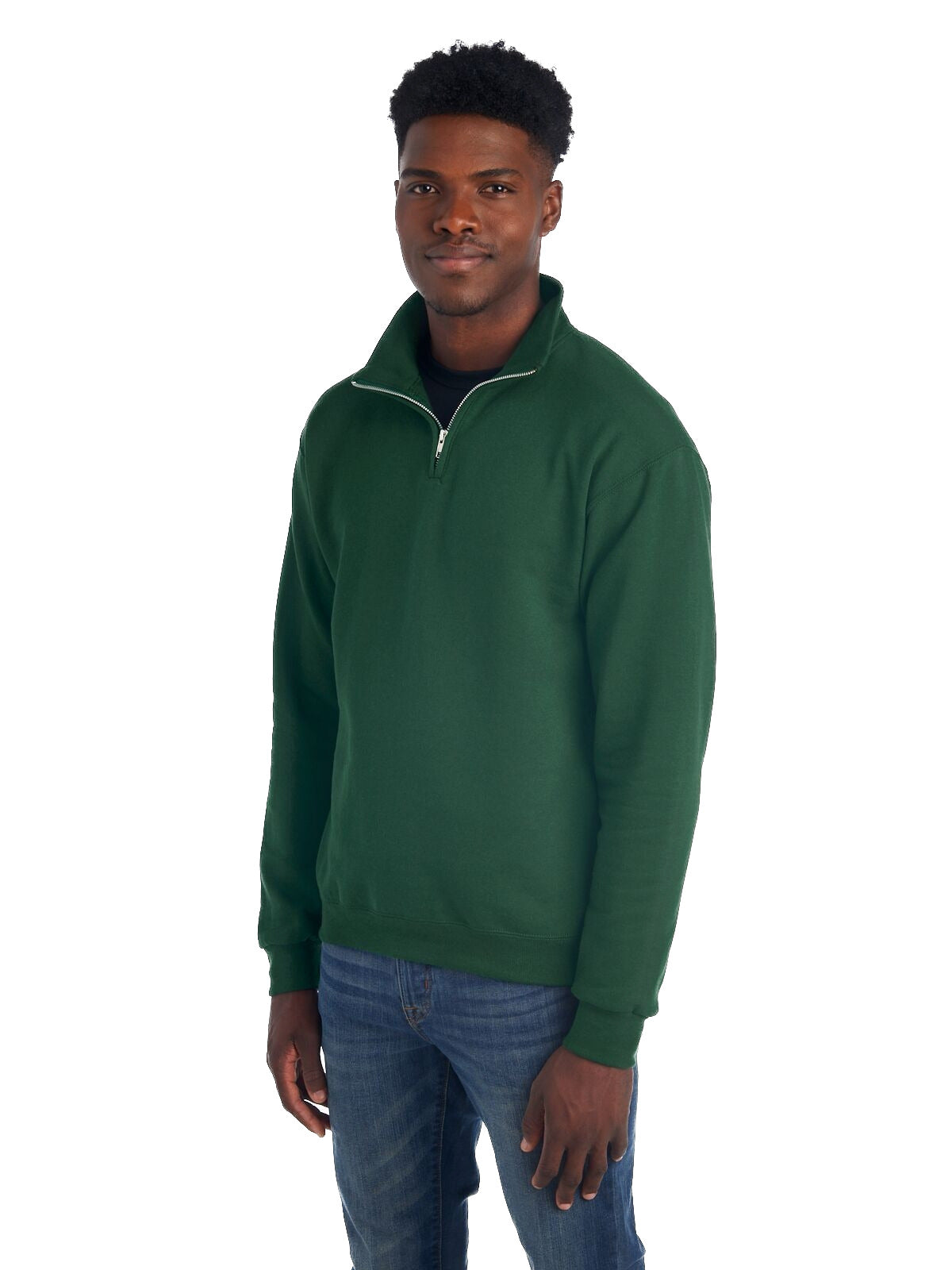 Unisex NuBlend® Quarter-Zip Cadet Collar Sweatshirt - Forest Green