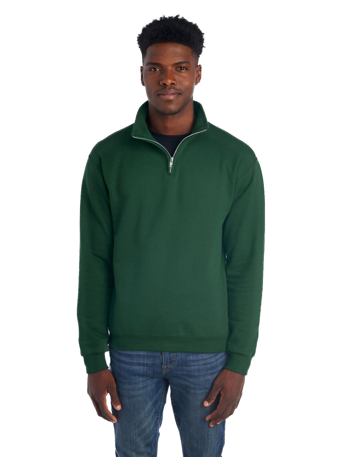 Unisex NuBlend® Quarter-Zip Cadet Collar Sweatshirt - Forest Green