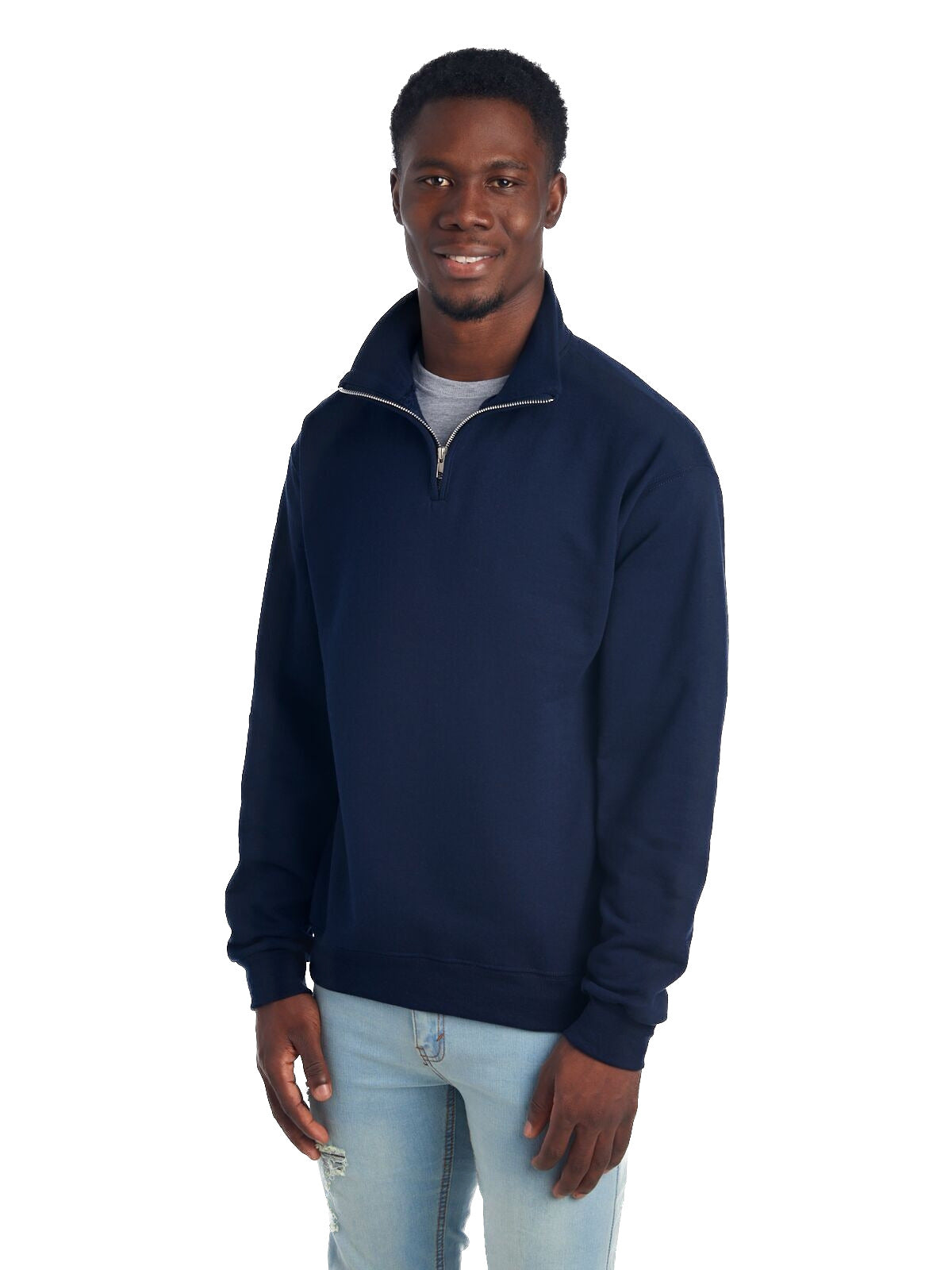 Unisex NuBlend® Quarter-Zip Cadet Collar Sweatshirt - J Navy