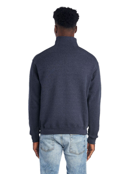 Unisex NuBlend® Quarter-Zip Cadet Collar Sweatshirt - Vintage Heather / Navy