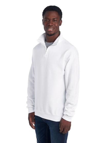 Unisex NuBlend® Quarter-Zip Cadet Collar Sweatshirt - White