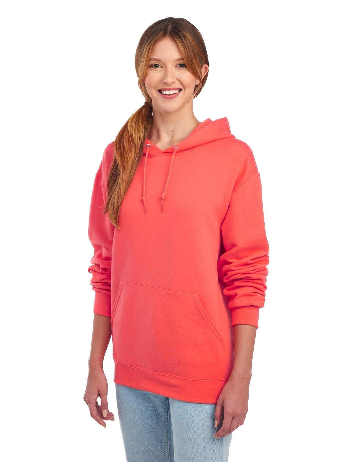 Unisex NuBlend® Fleece Pullover Hoodie - Sunset Coral