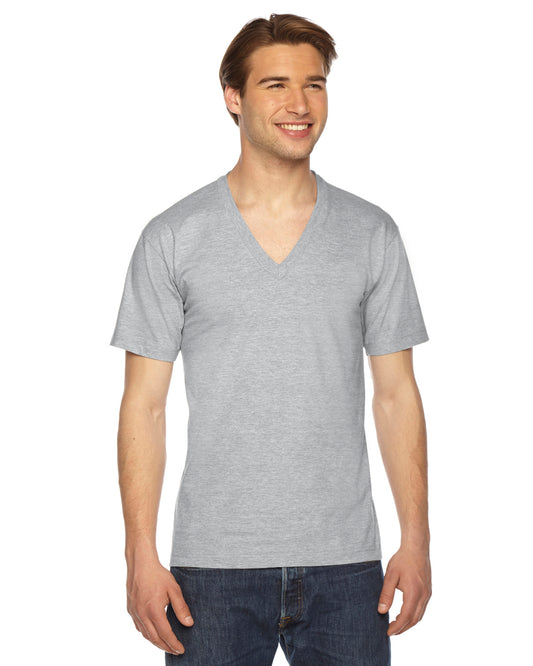 Unisex Fine Jersey Short-Sleeve V-Neck T-Shirt - Heather Gray