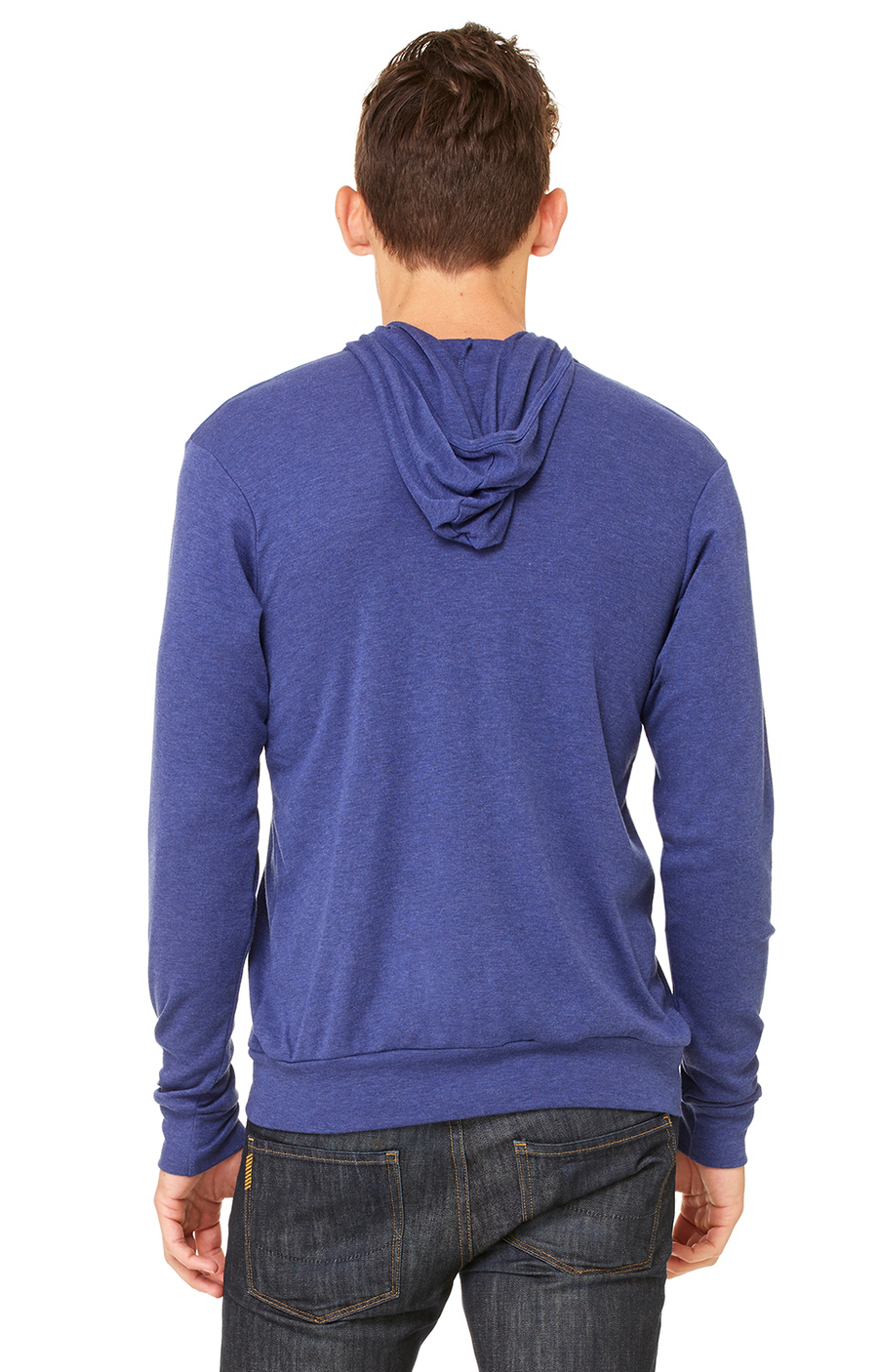 Unisex Triblend Full-Zip Lightweight Hoodie - Navy Triblend