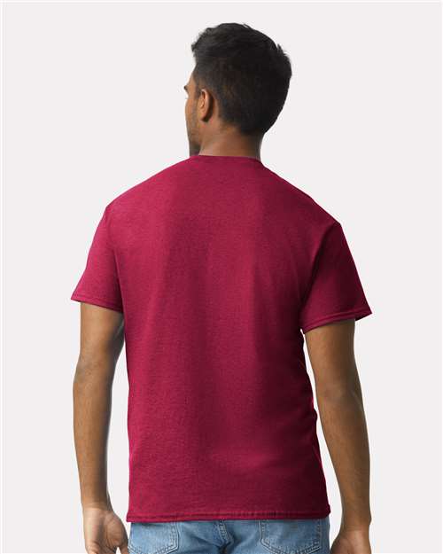 Gildan 2000 Cardinal Red — on model back