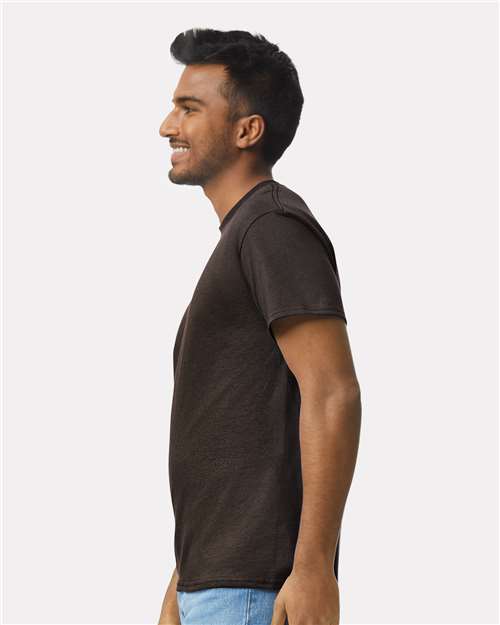 Gildan 2000 Dark Chocolate — on model side