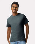 Gildan 2000 Dark Heather — on model front