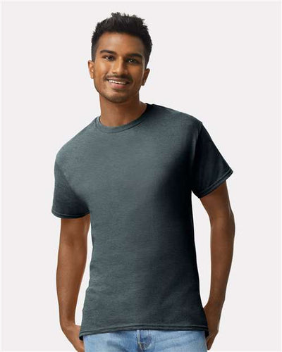 Gildan 2000 Dark Heather — on model front