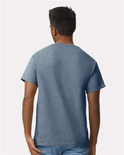 Gildan 2000 Heather Indigo — on model back
