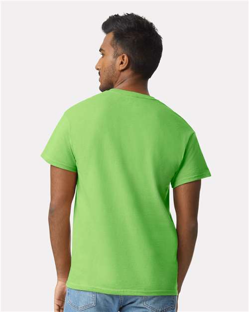 Gildan 2000 Lime — on model back