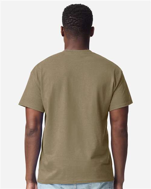 Gildan 2000 Prairie Dust — on model back