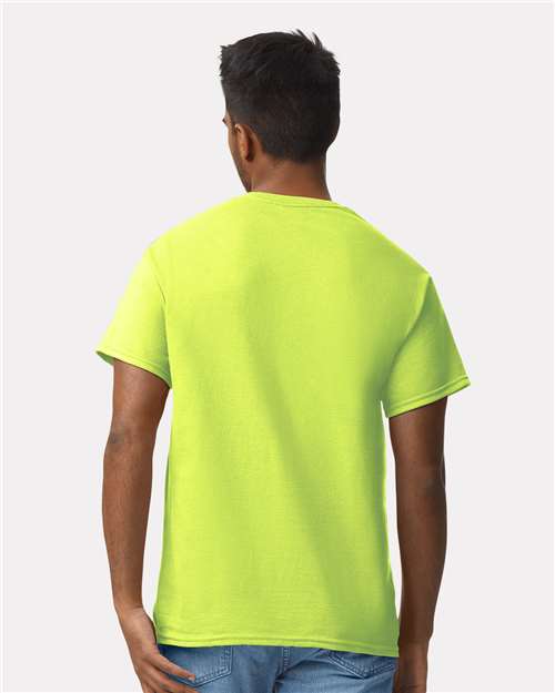 Gildan 2000 Safety Green — on model back