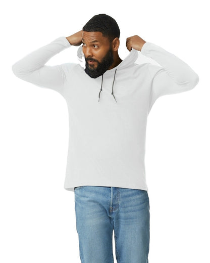Unisex Lightweight Long-Sleeve Hooded T-Shirt - White / Dark Gray