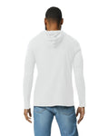 Unisex Lightweight Long-Sleeve Hooded T-Shirt - White / Dark Gray