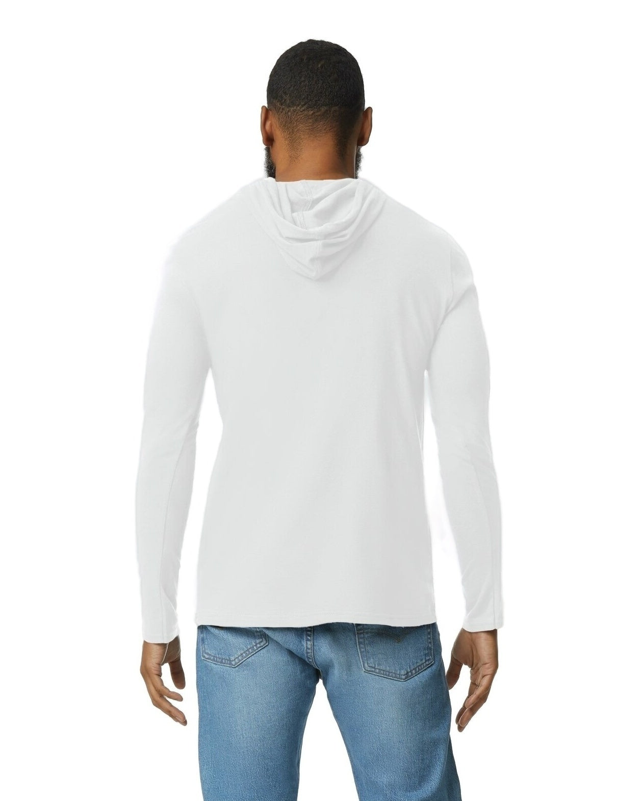 Unisex Lightweight Long-Sleeve Hooded T-Shirt - White / Dark Gray