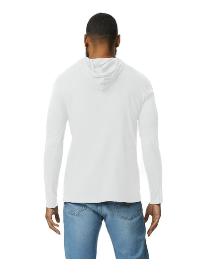 Unisex Lightweight Long-Sleeve Hooded T-Shirt - White / Dark Gray