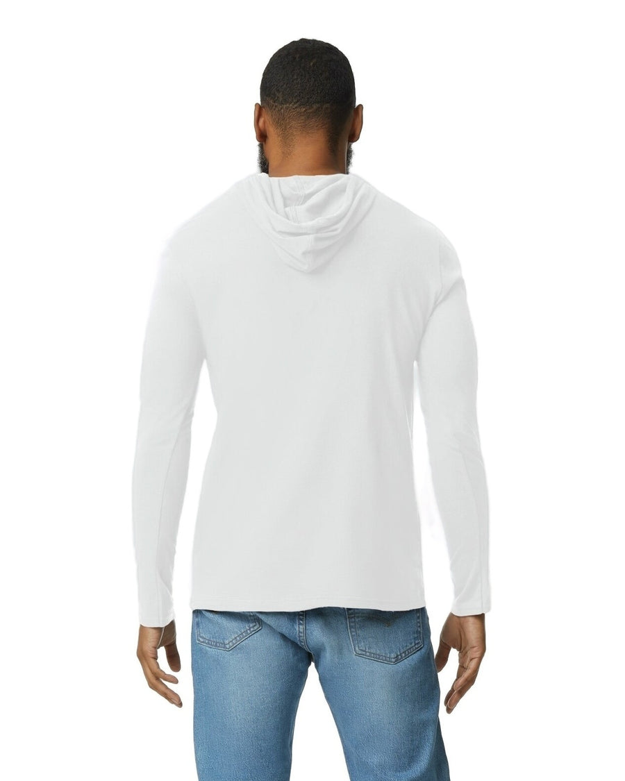 Unisex Lightweight Long-Sleeve Hooded T-Shirt - White / Dark Gray