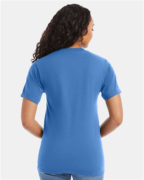Hanes 5180 Carolina Blue — on model back