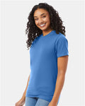 Hanes 5180 Carolina Blue — on model side