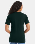 Hanes 5180 Deep Forest — on model back