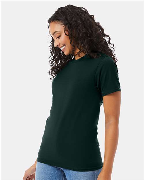 Hanes 5180 Deep Forest — on model side