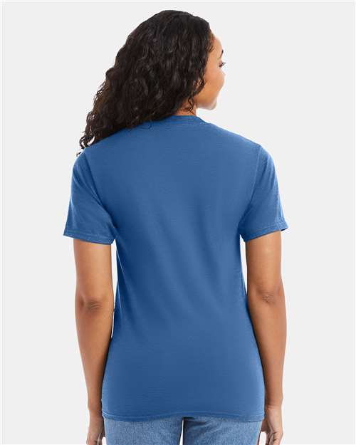 Hanes 5180 Denim Blue — on model back