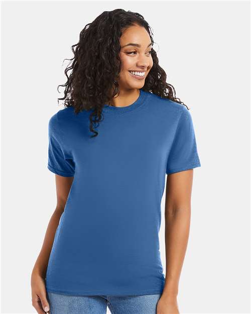 Hanes 5180 Denim Blue — on model front