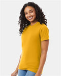 Hanes 5180 Gold — on model side