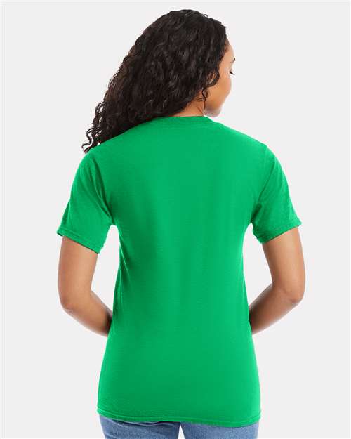 Hanes 5180 Kelly Green — on model back