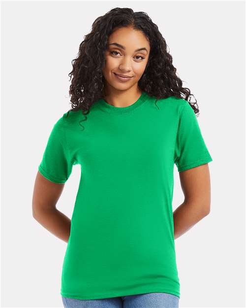 Hanes 5180 Kelly Green — on model front