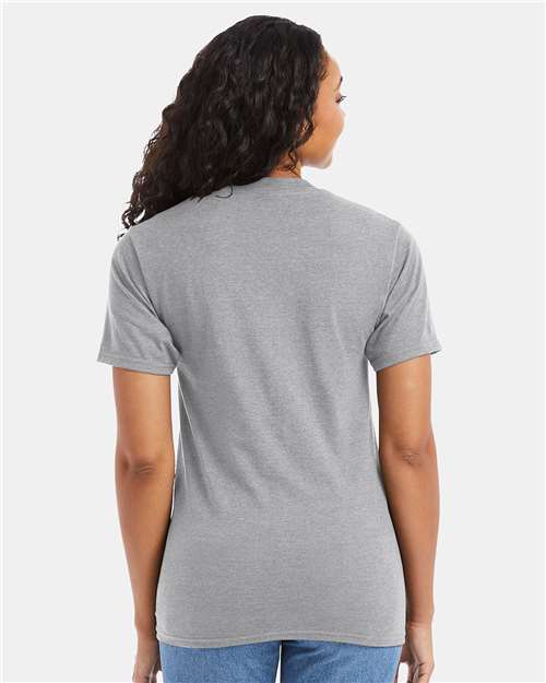 Hanes 5180 Light Steel — on model back