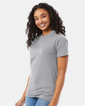 Hanes 5180 Light Steel — on model side